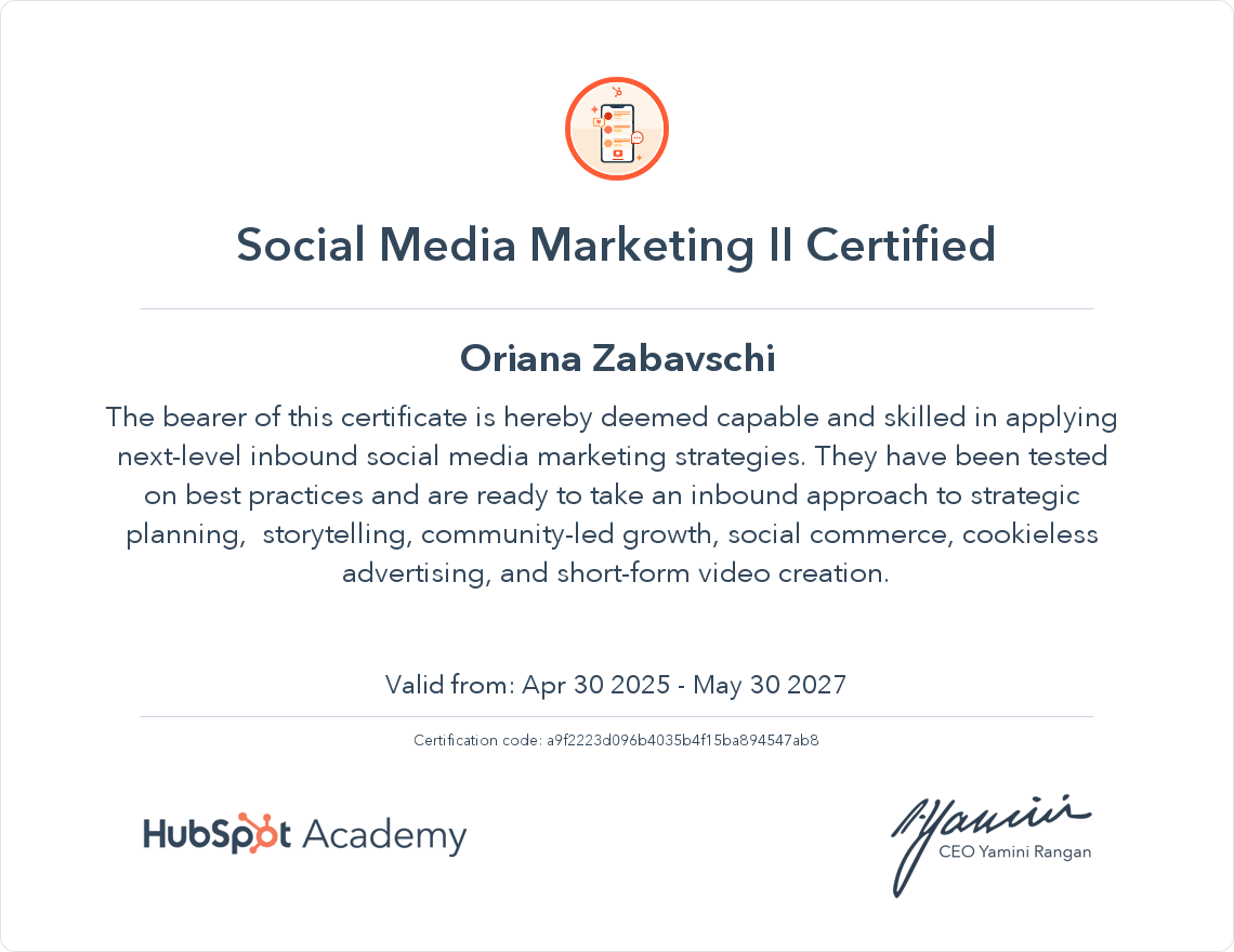 Your certificate
