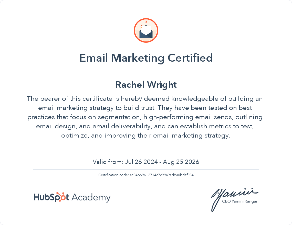 Your certificate
