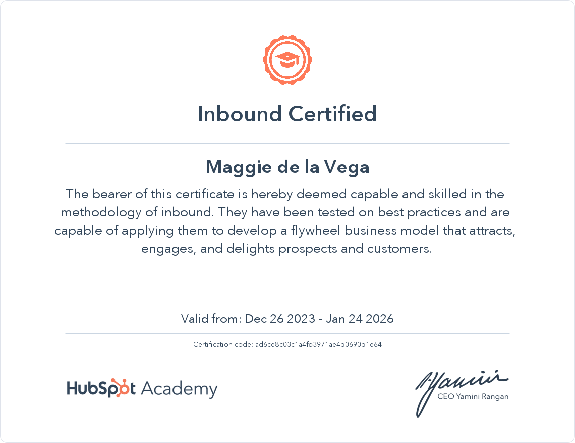 Your certificate