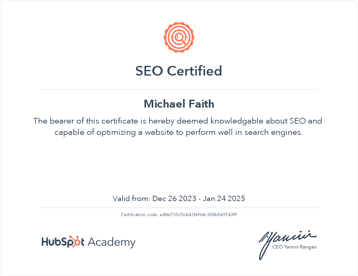 Your certificate