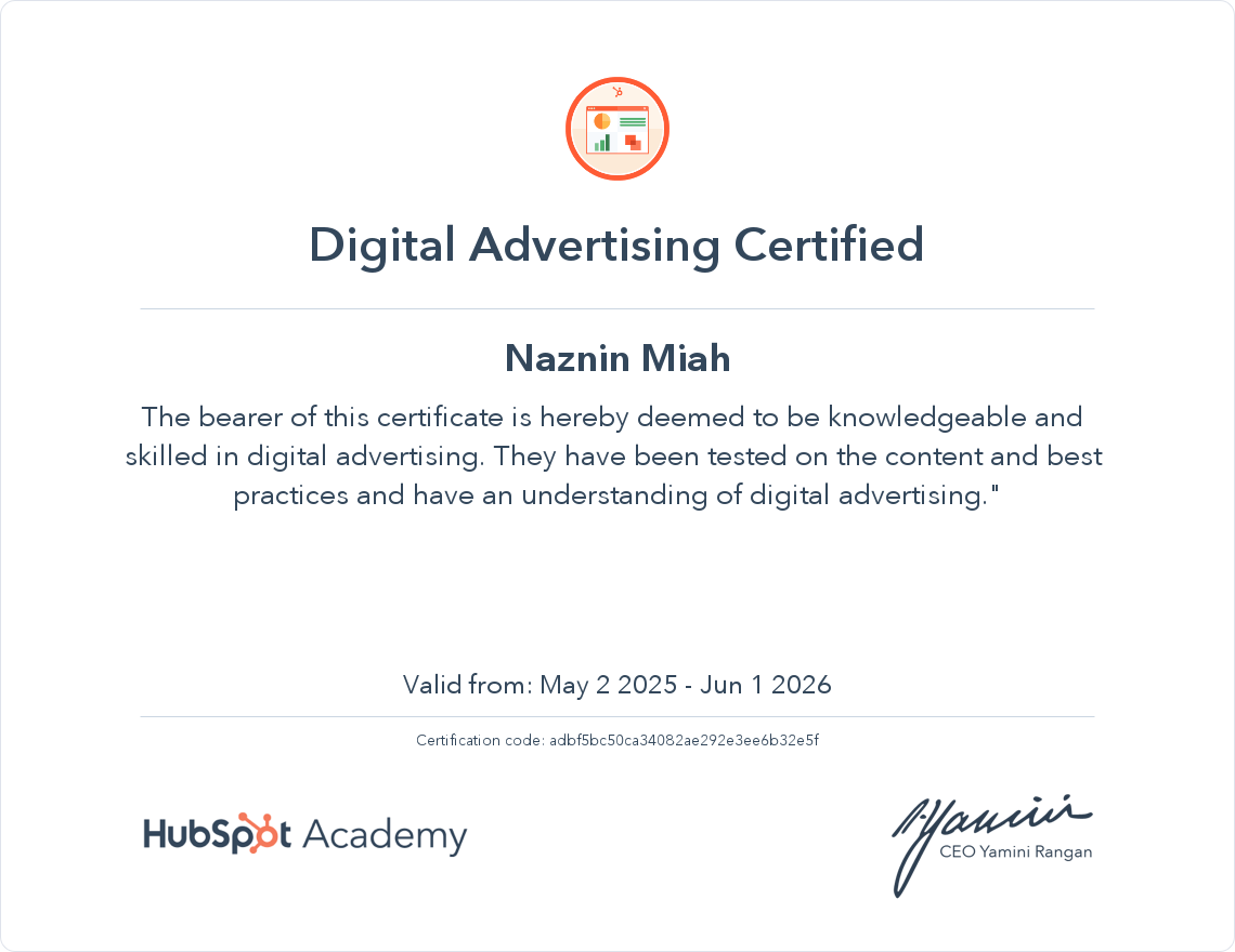 Your certificate