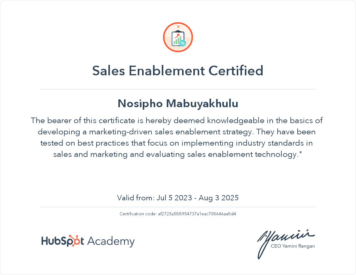 Your certificate