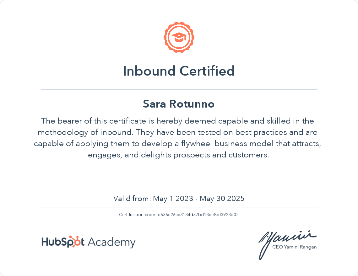 Il tuo certificato