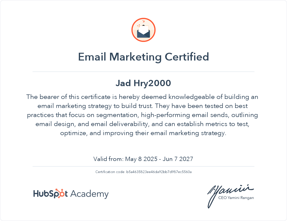 Your certificate