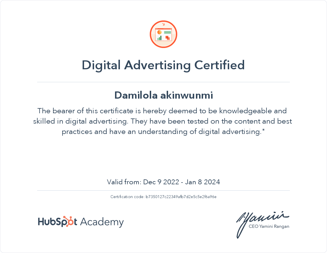 Your certificate