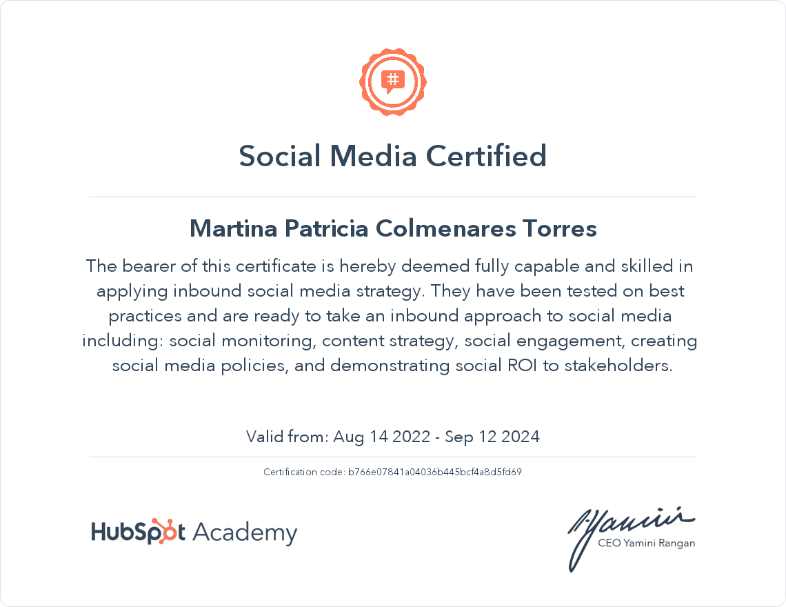 HubSpot Academy Social Media Marketing Certification