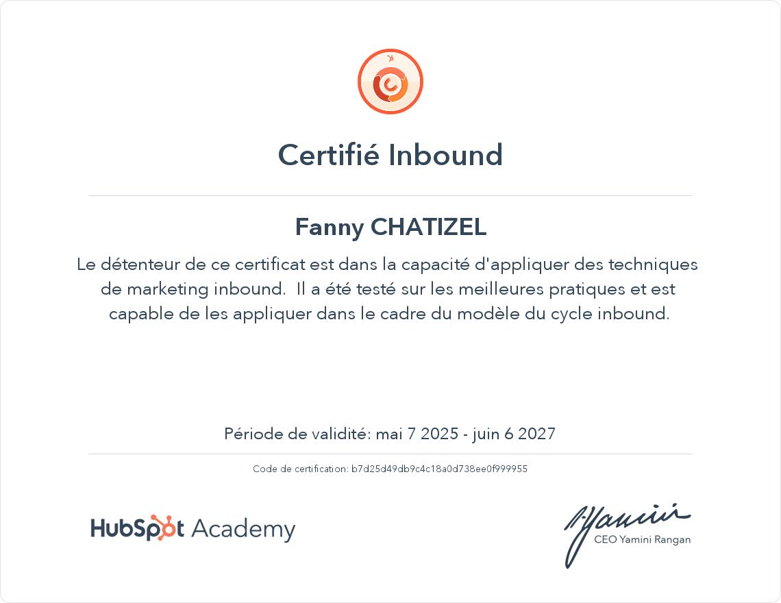 Votre certificat