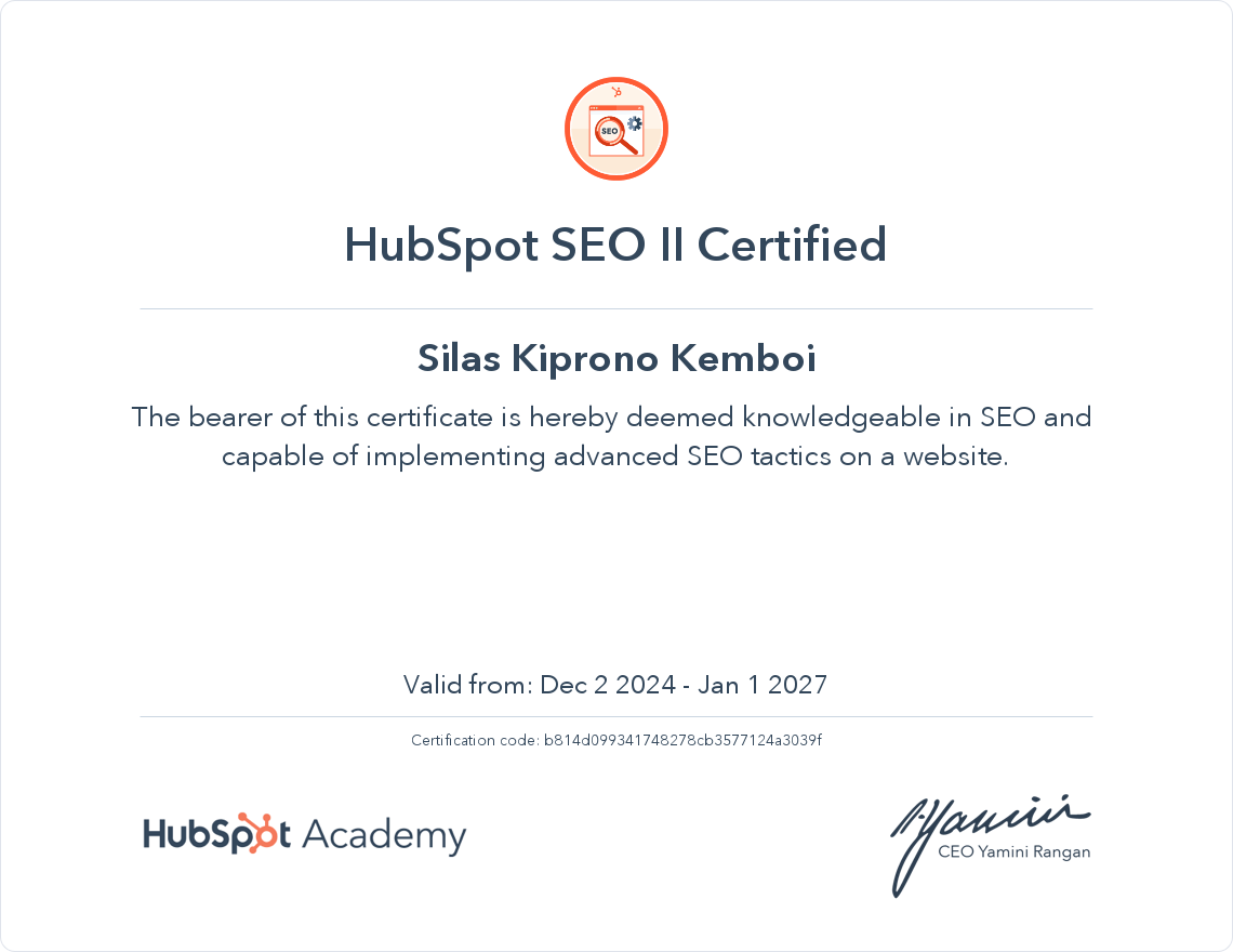 Your certificate