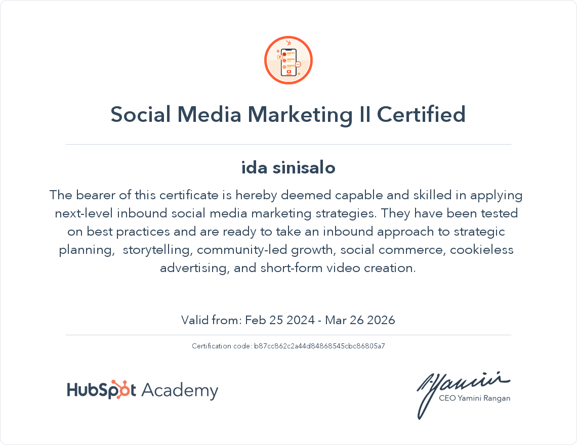 Your certificate