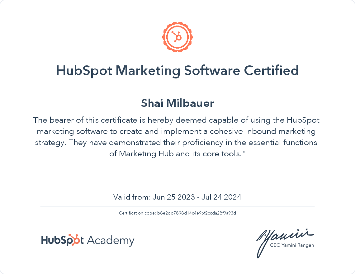 Your certificate