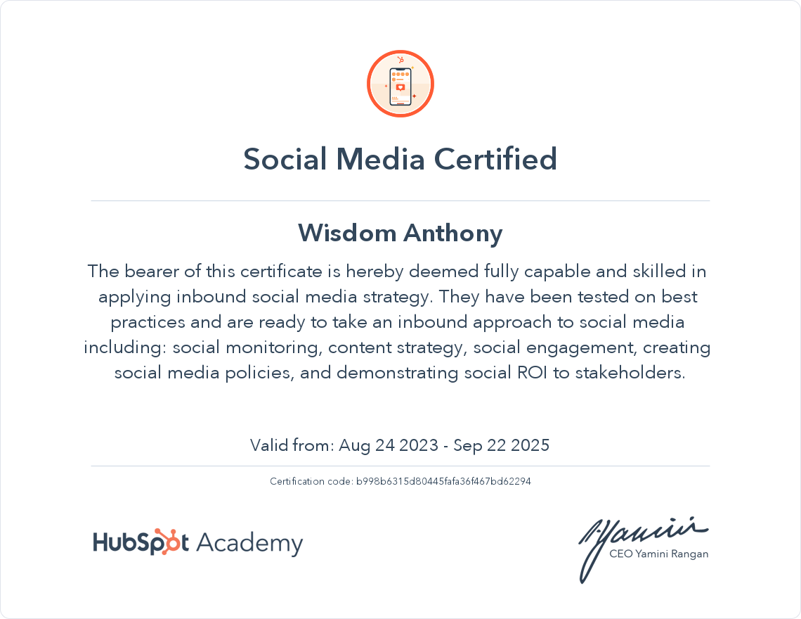 Your certificate