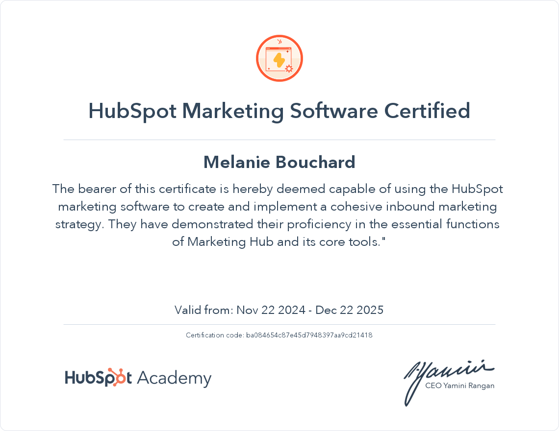 HubSpot Academy Marketing Hub de HubSpot Certification