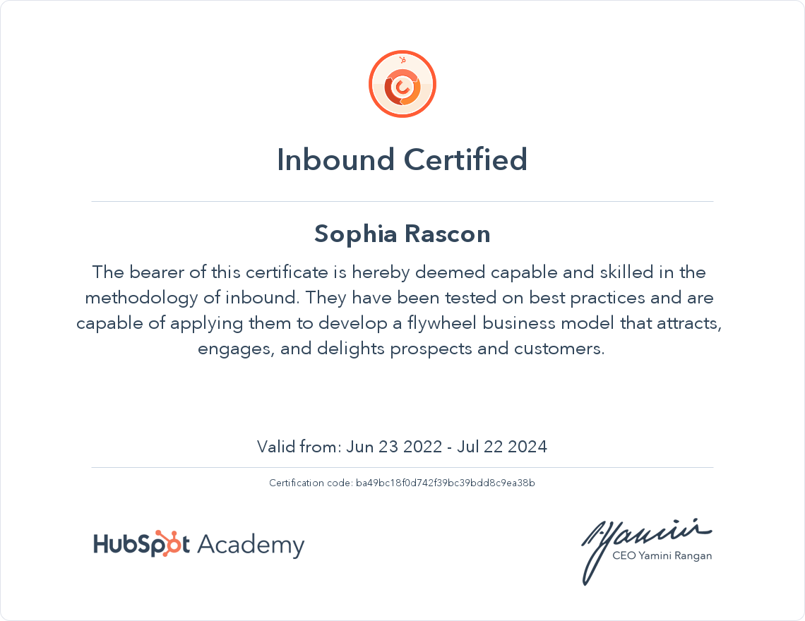 HubSpot Academy Inbound Certification