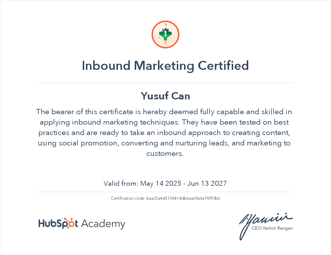 Your certificate