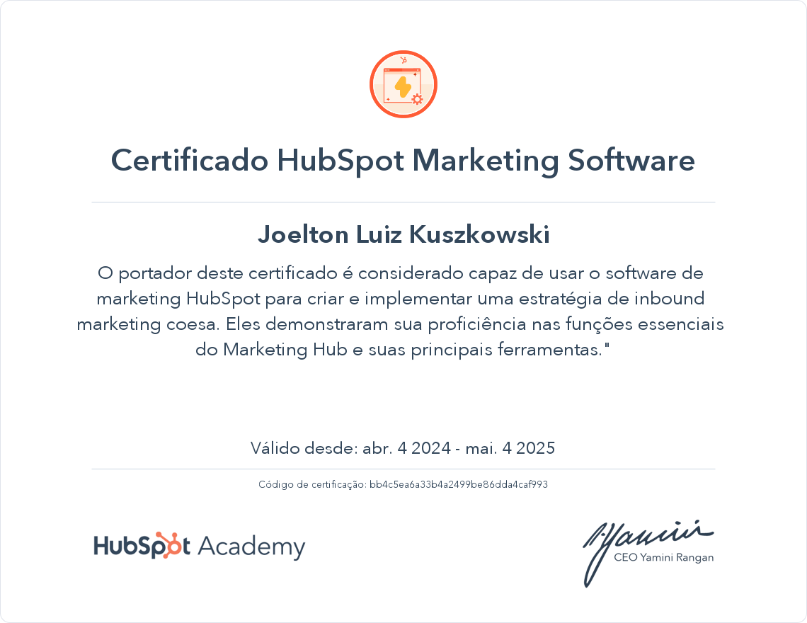 Seu certificado
