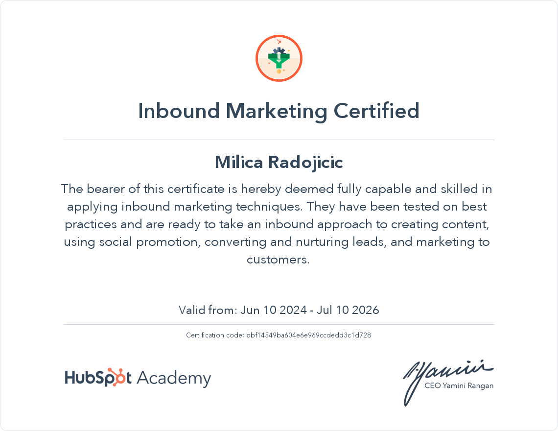 Your certificate