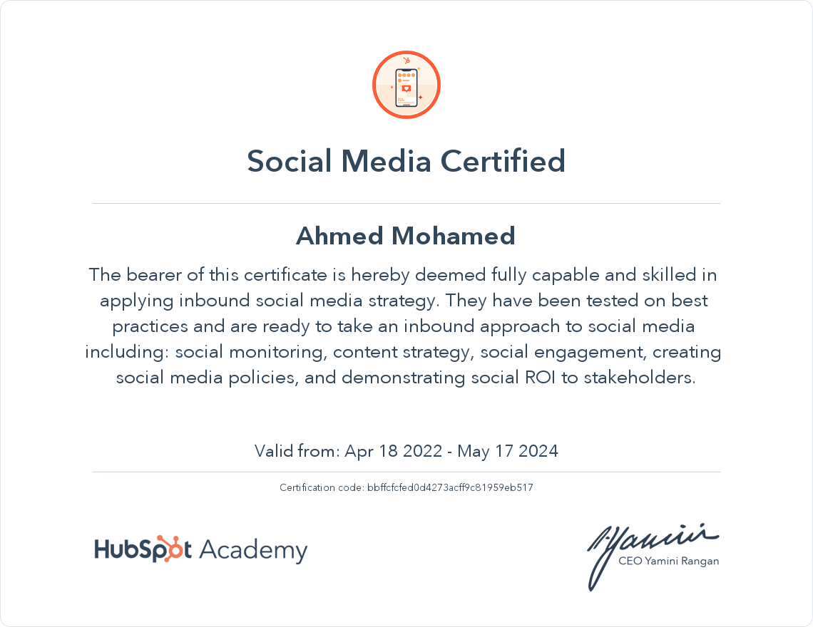 Your certificate