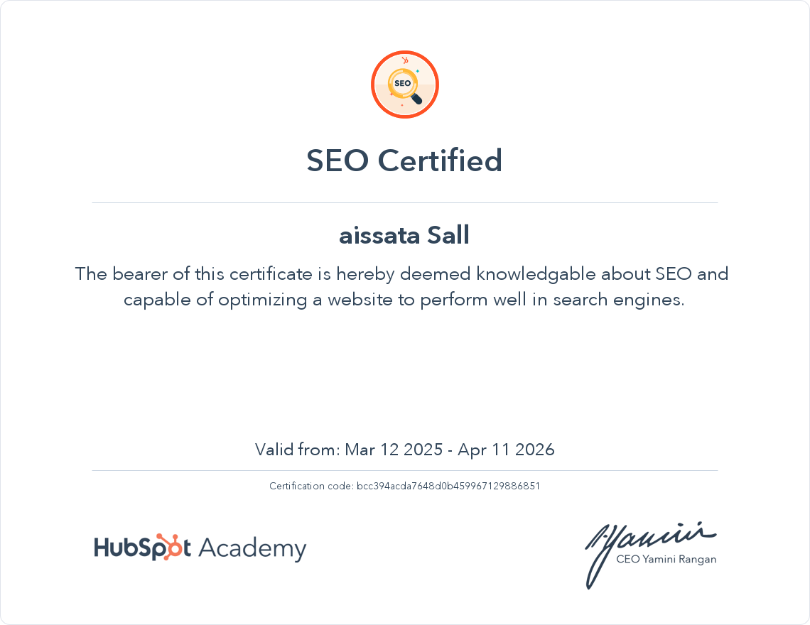 Your certificate