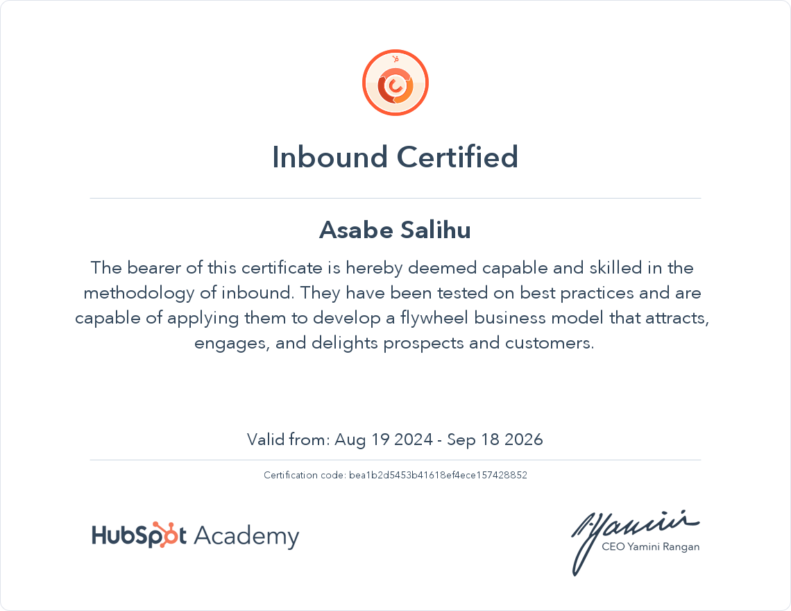 Your certificate