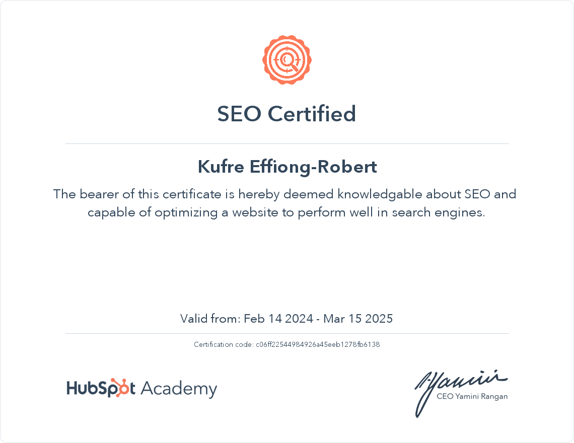 Your certificate