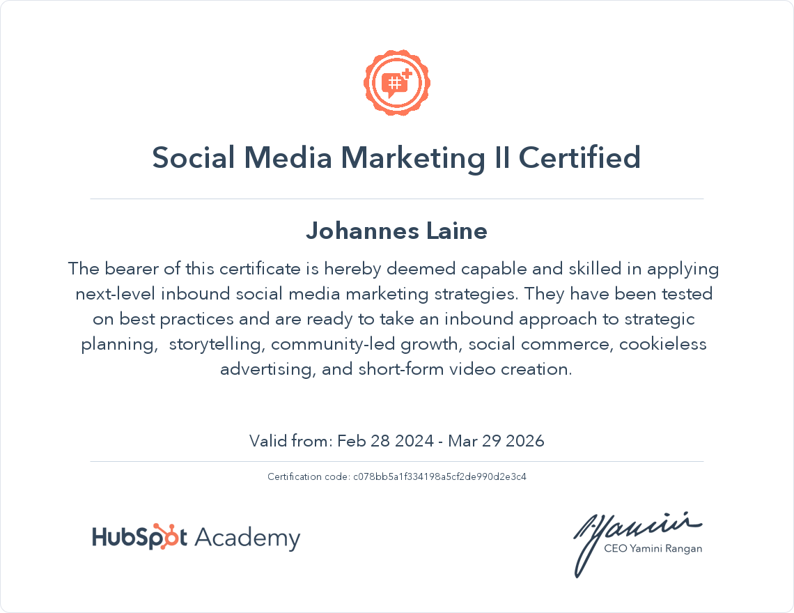 Your certificate