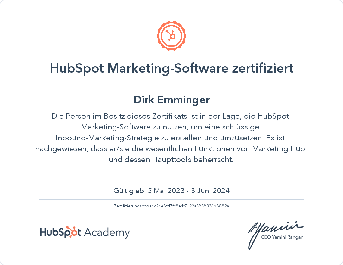 Ihr Zertifikat