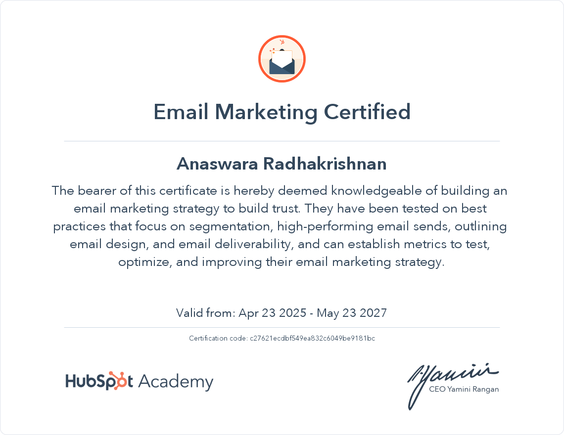 Your certificate
