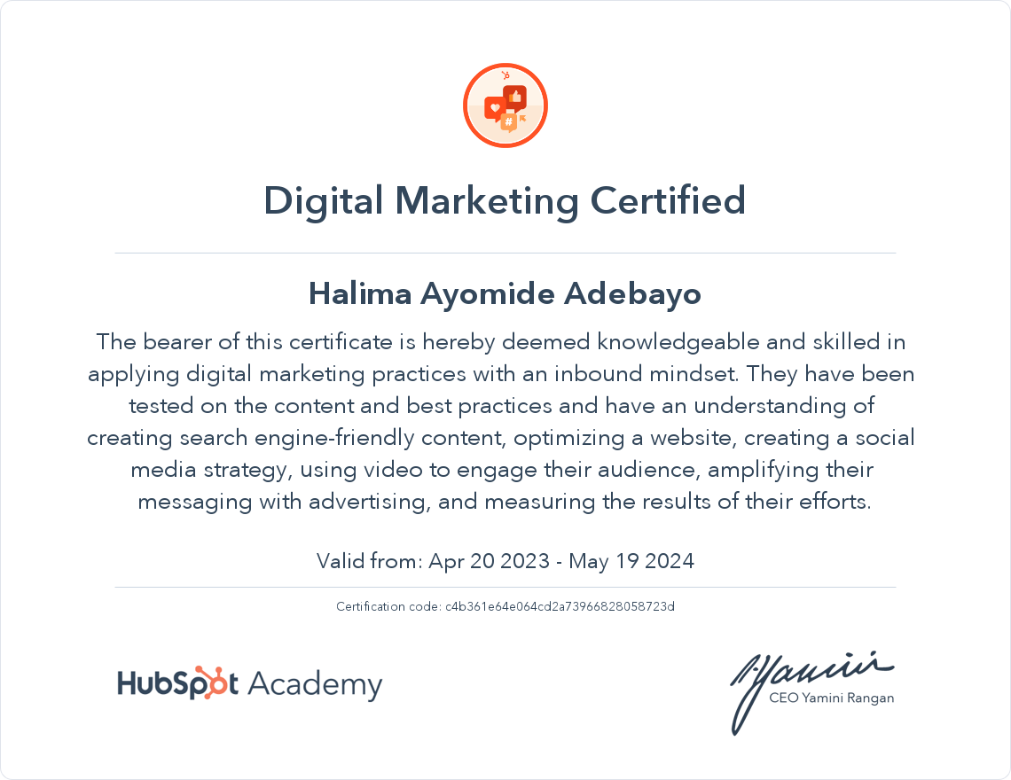 Your certificate