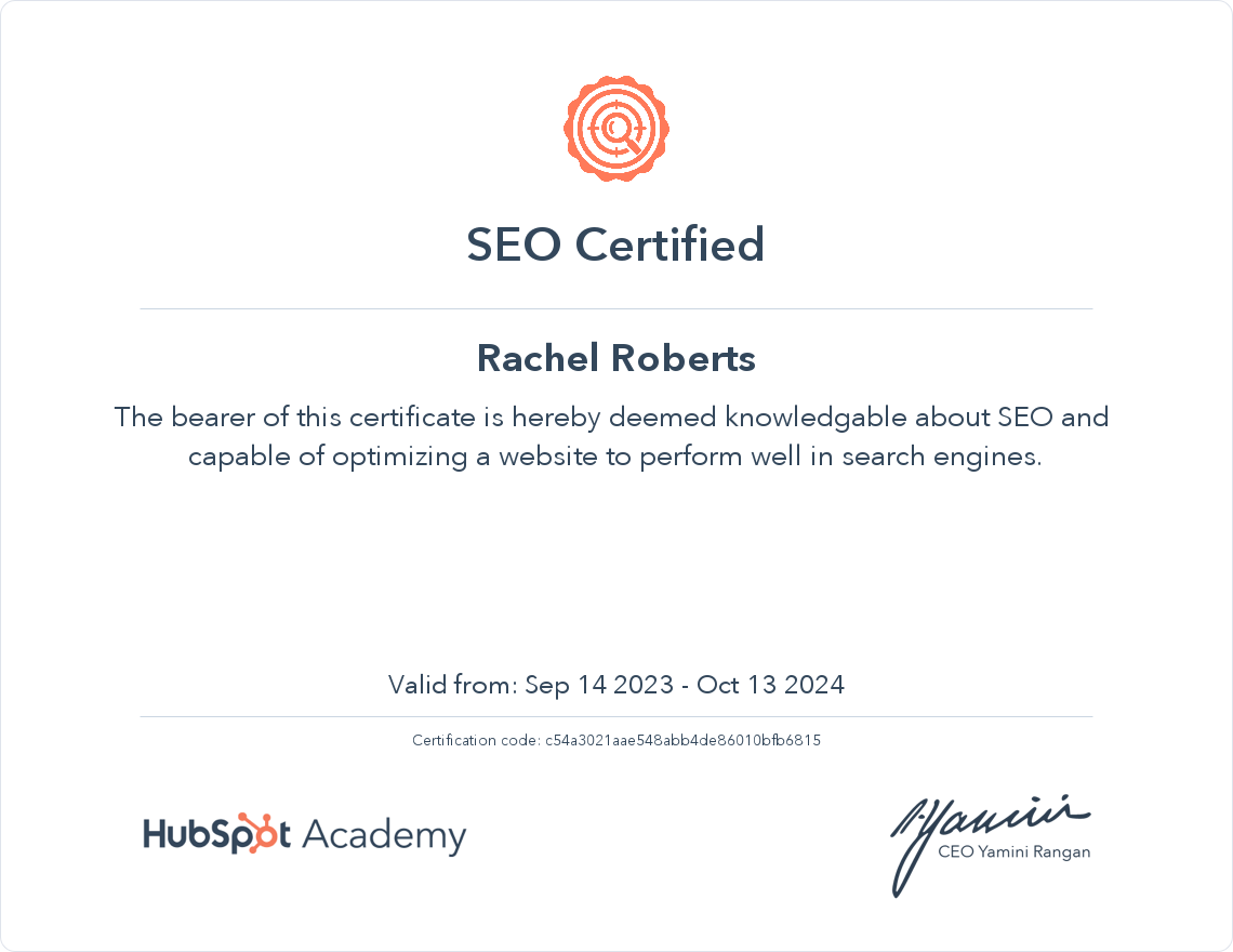 Your certificate