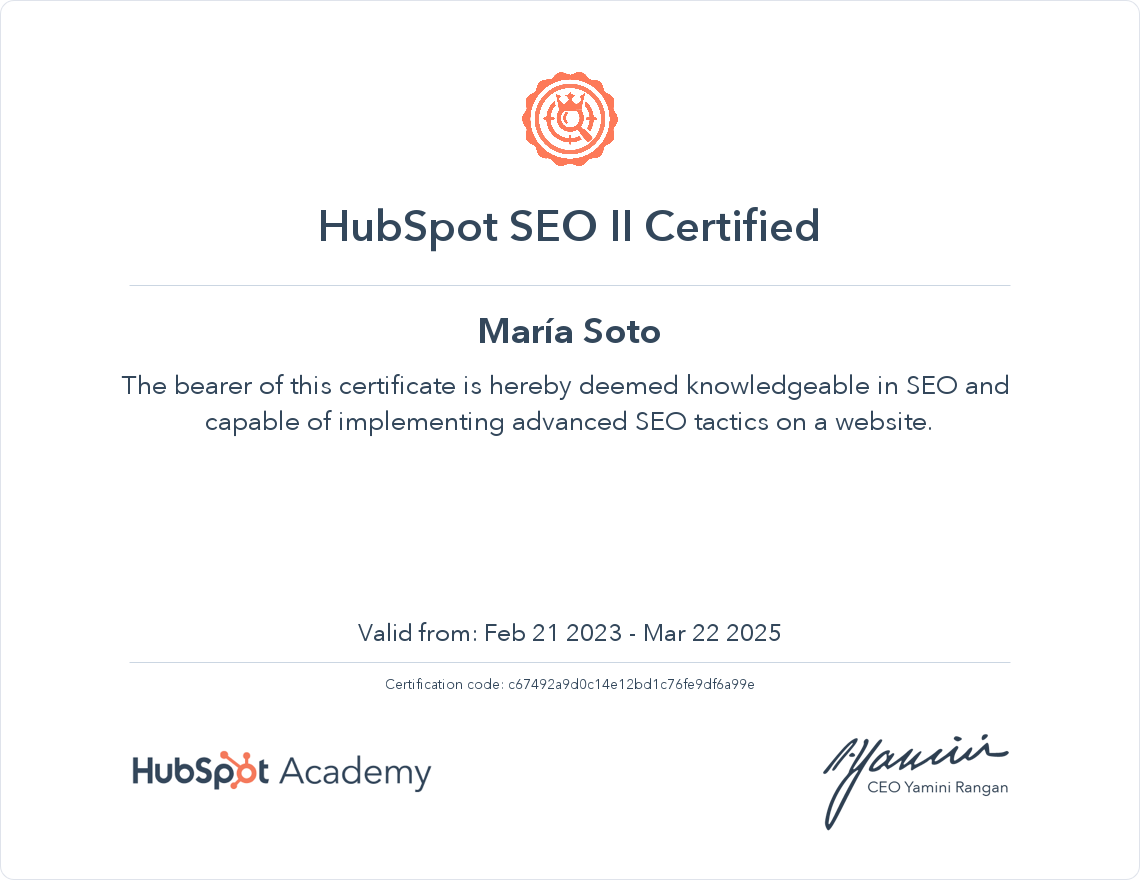 Your certificate