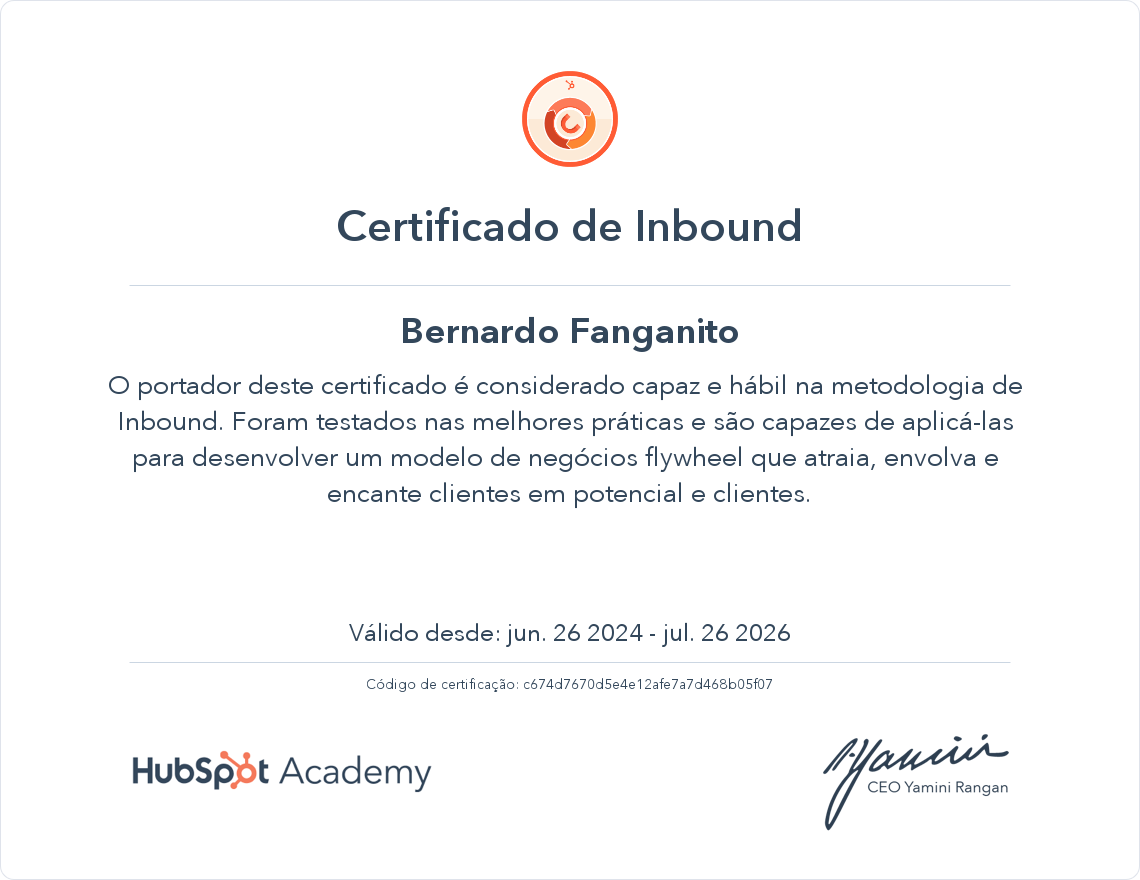 Seu certificado