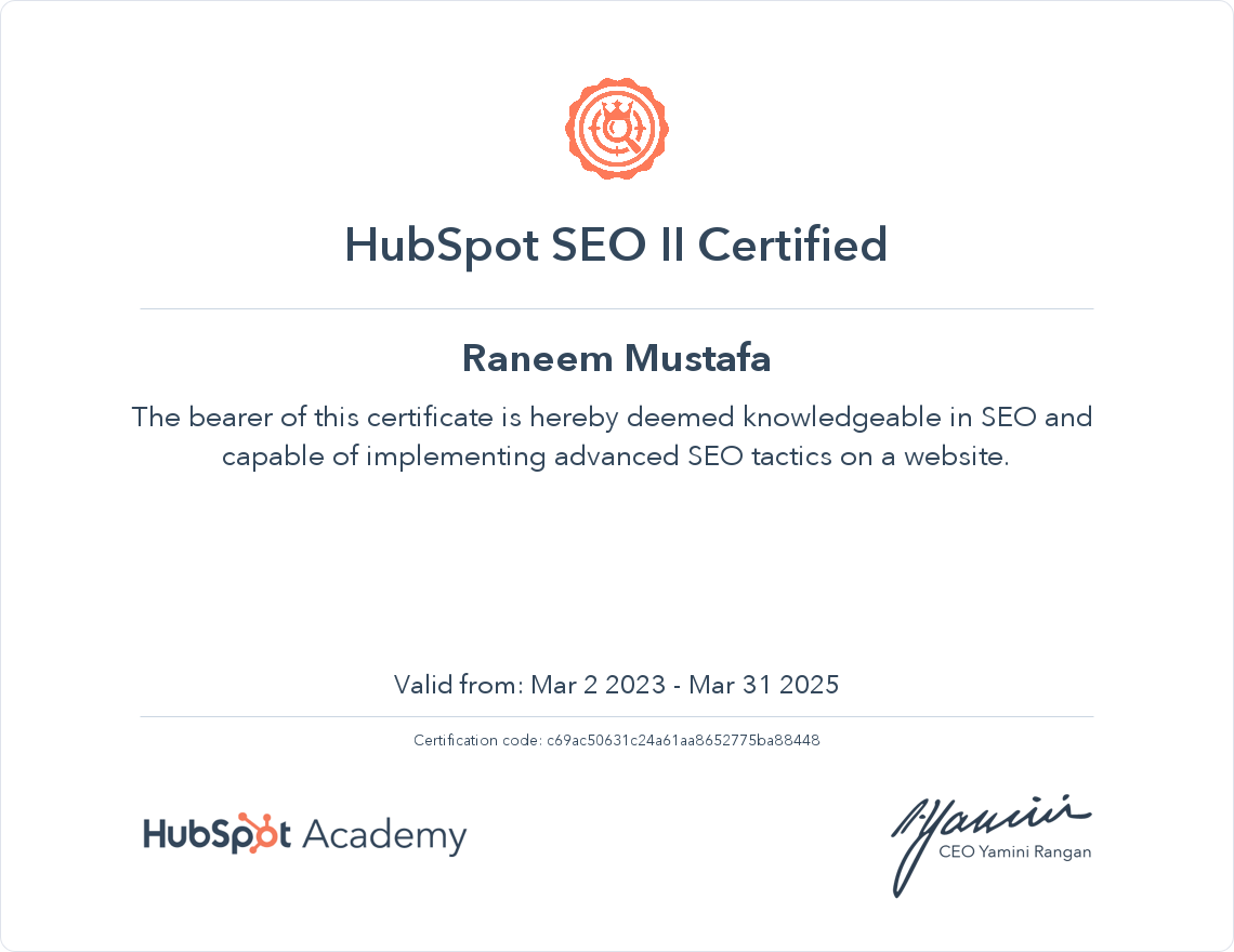 Your certificate