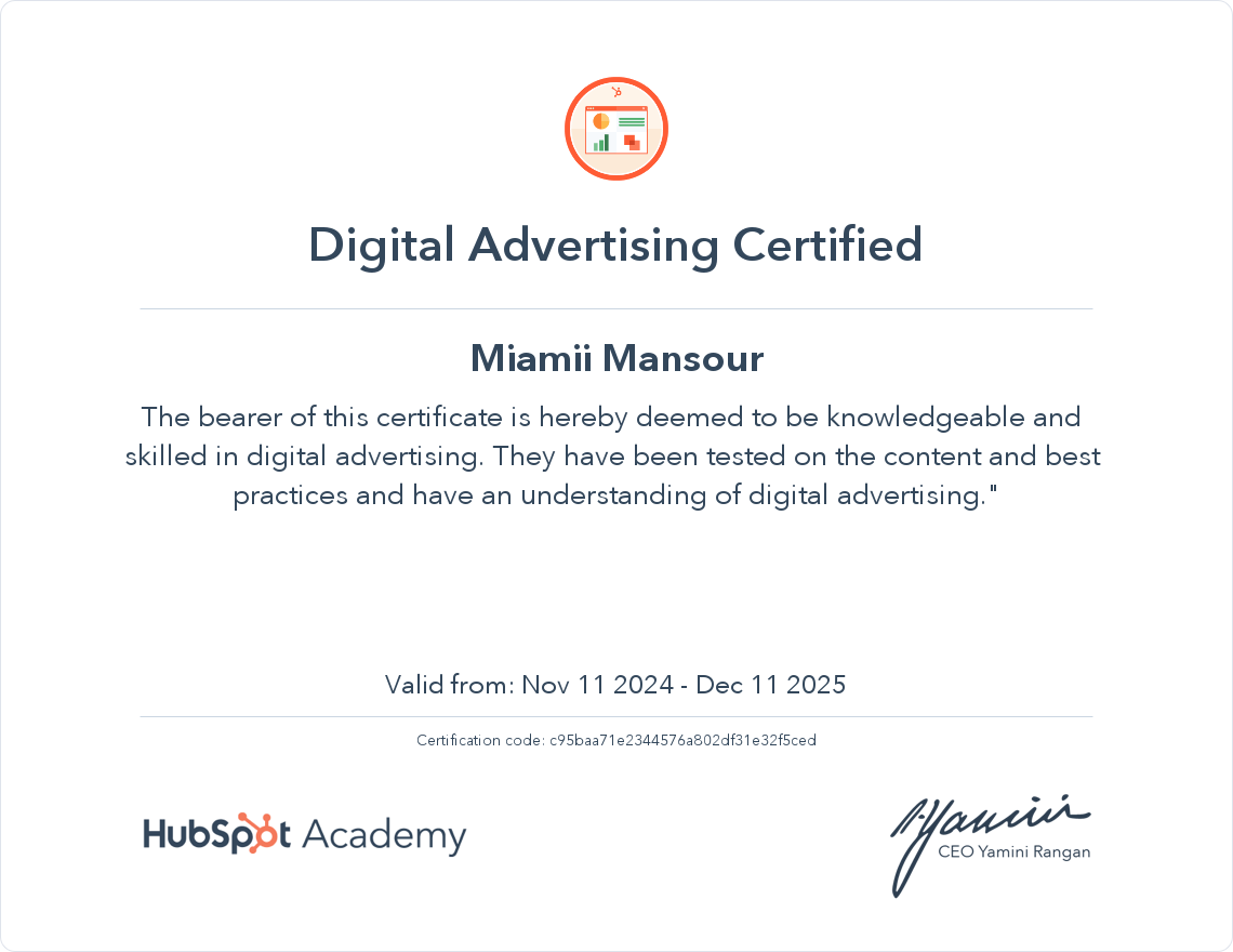 Your certificate