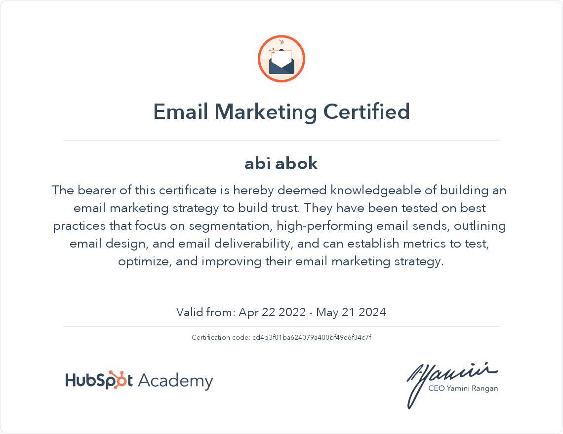 Your certificate
