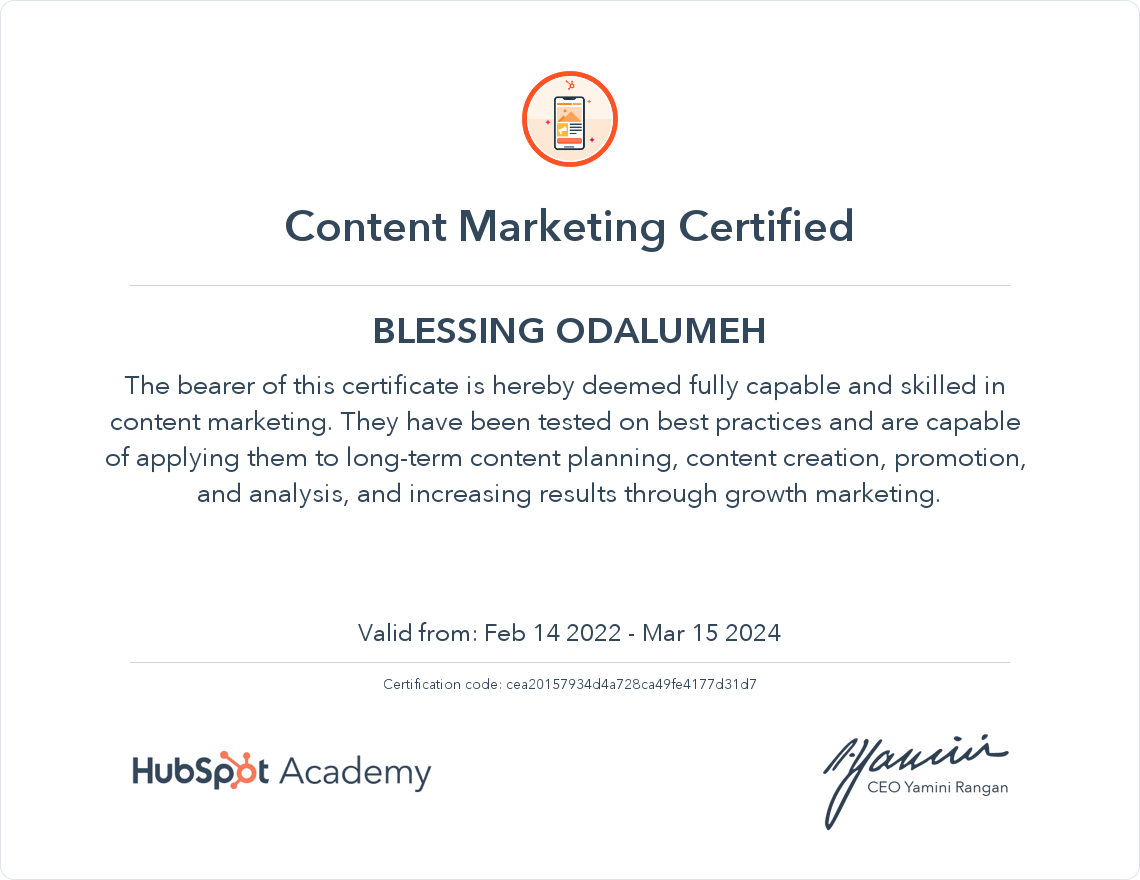 Your certificate