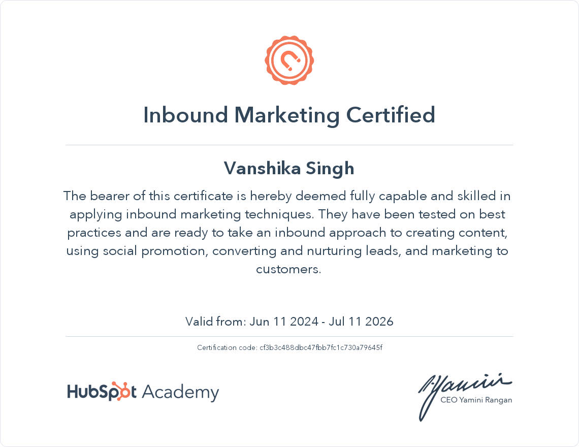 Your certificate