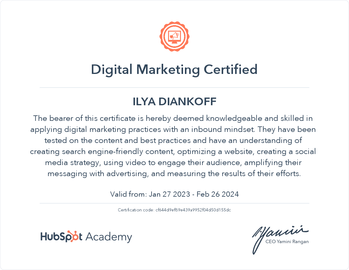 Your certificate