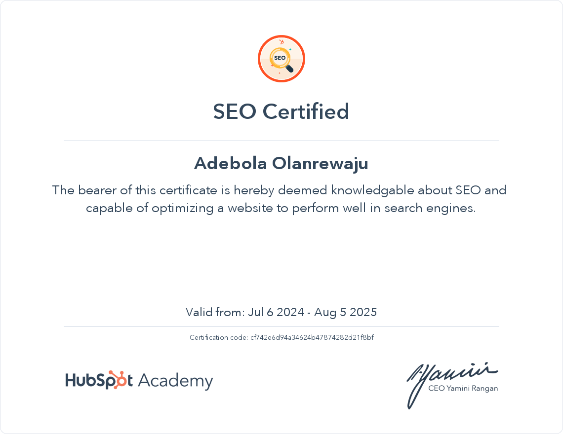 Your certificate