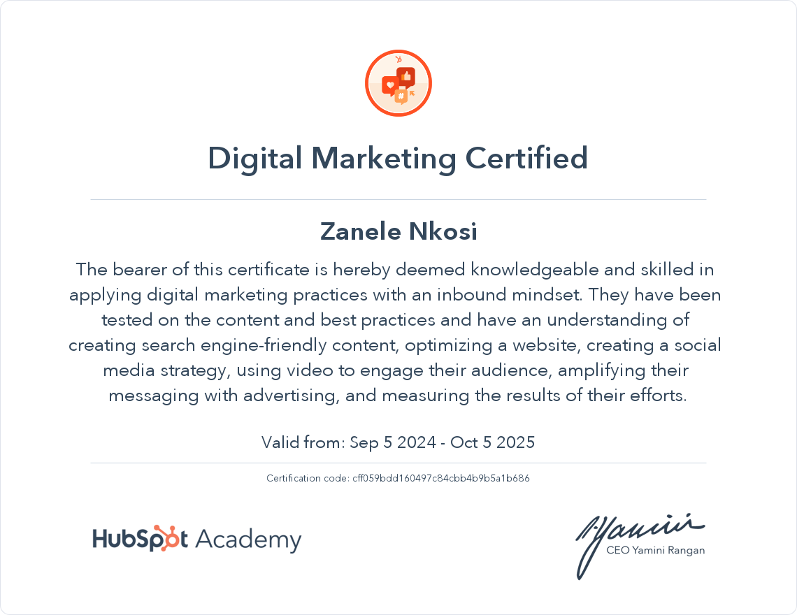 Your certificate