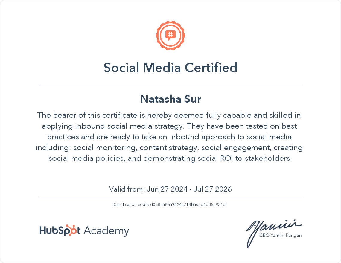 Your certificate