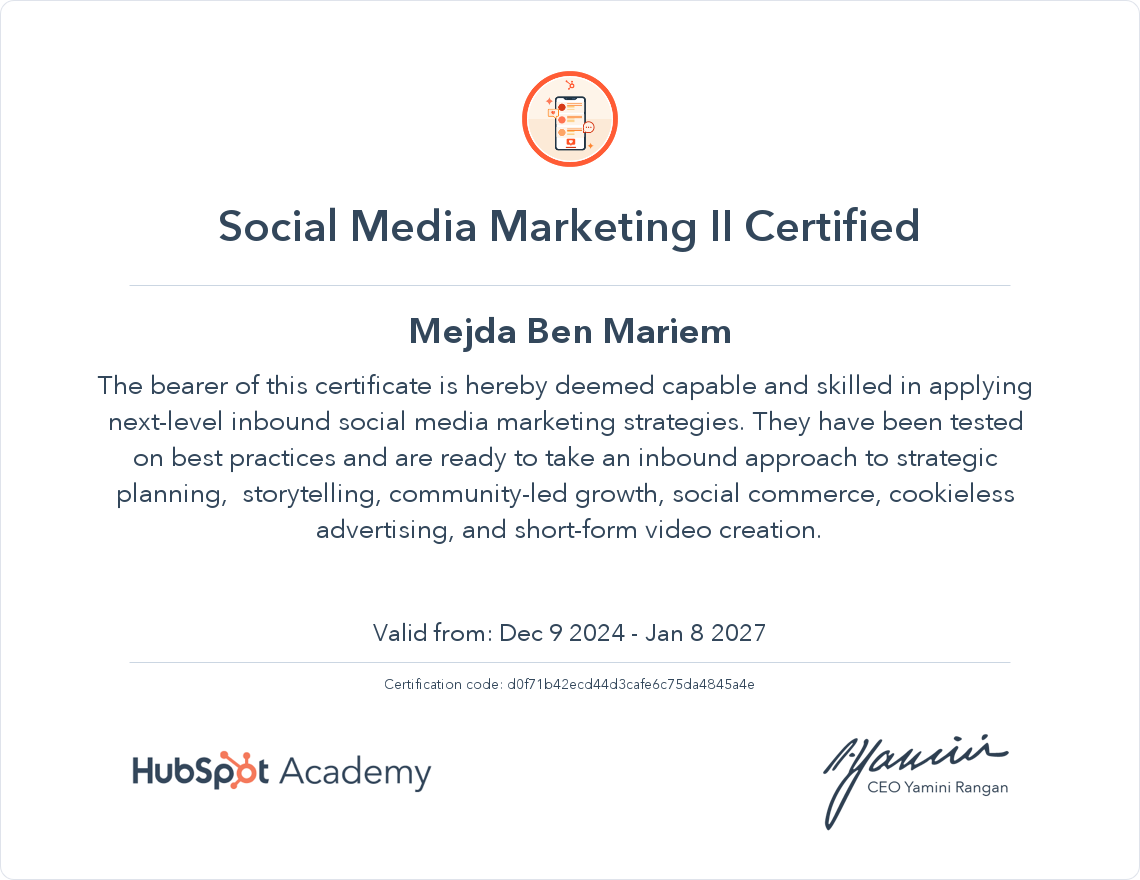 Your certificate