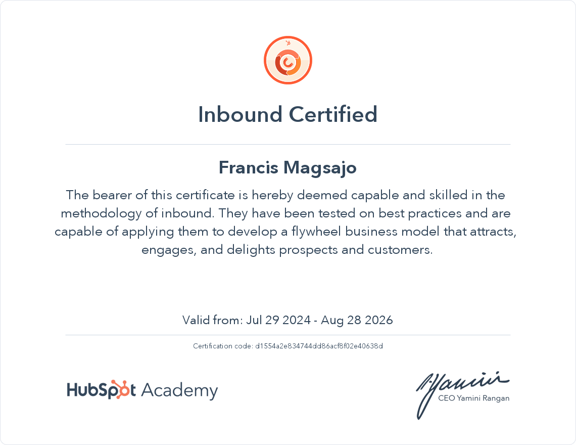 Your certificate
