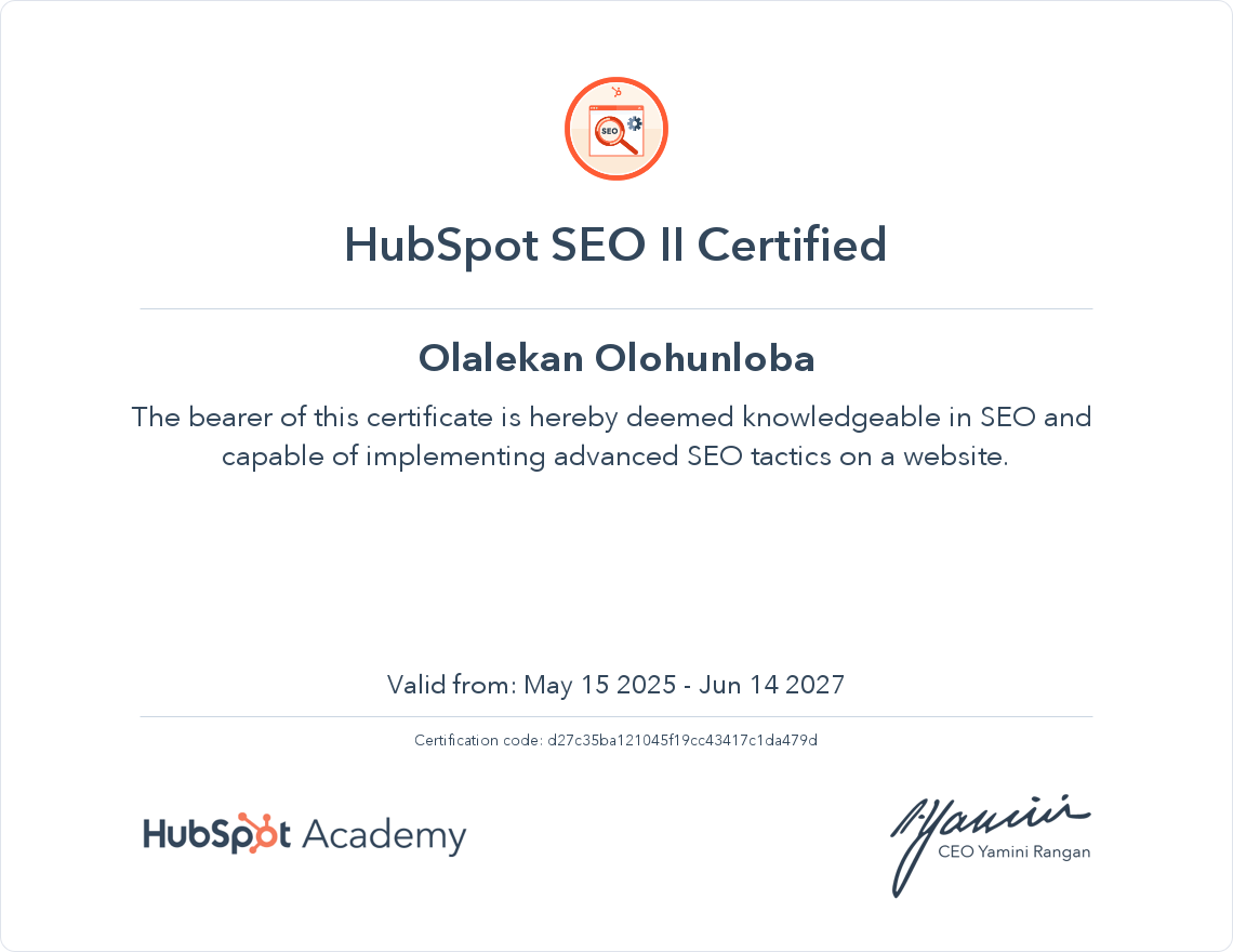 Your certificate
