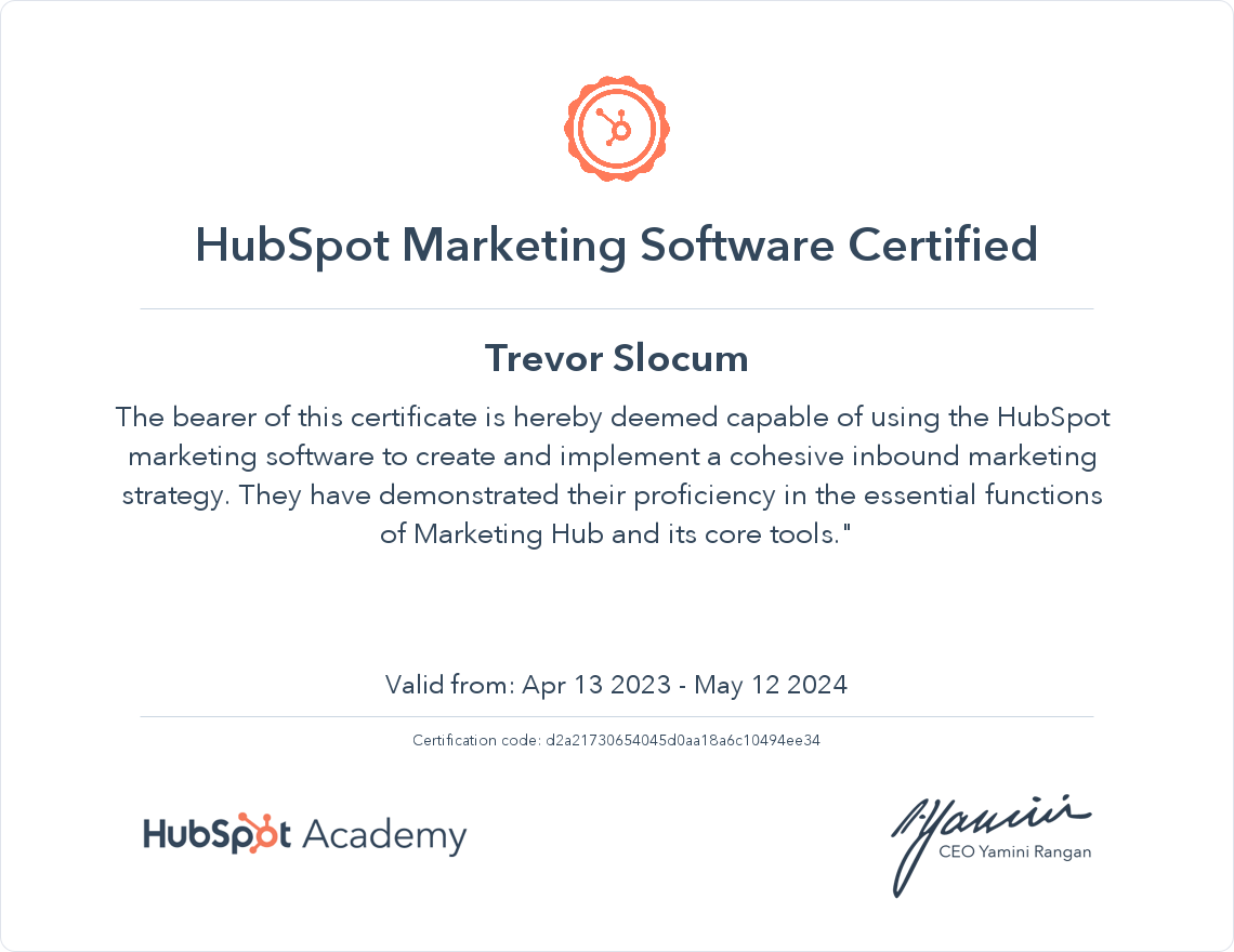 Your certificate