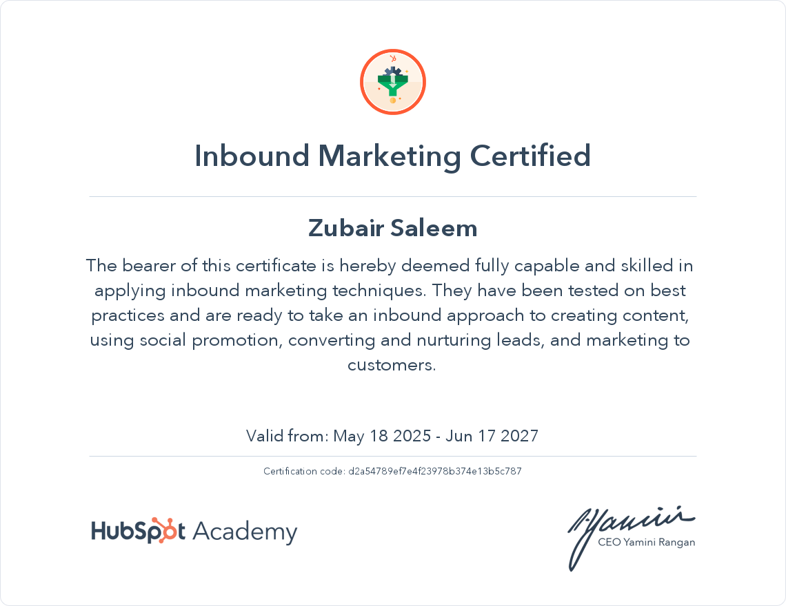 Your certificate