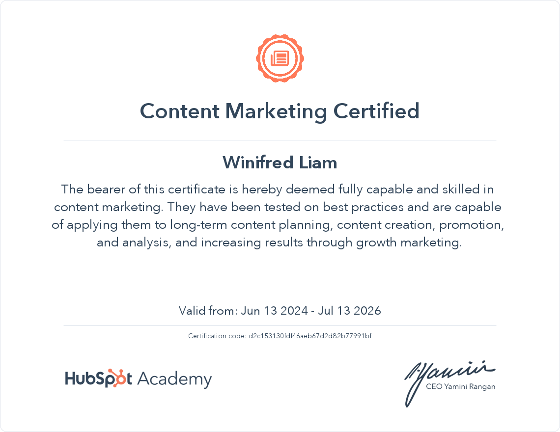 Your certificate