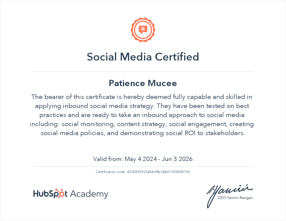 Your certificate