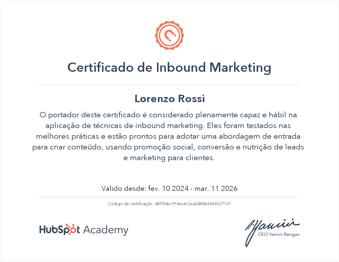 Seu certificado