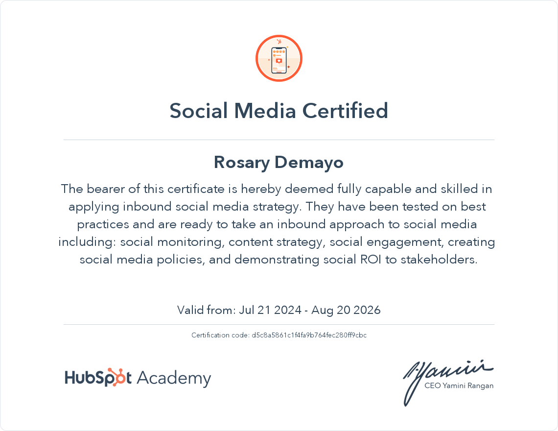 Your certificate