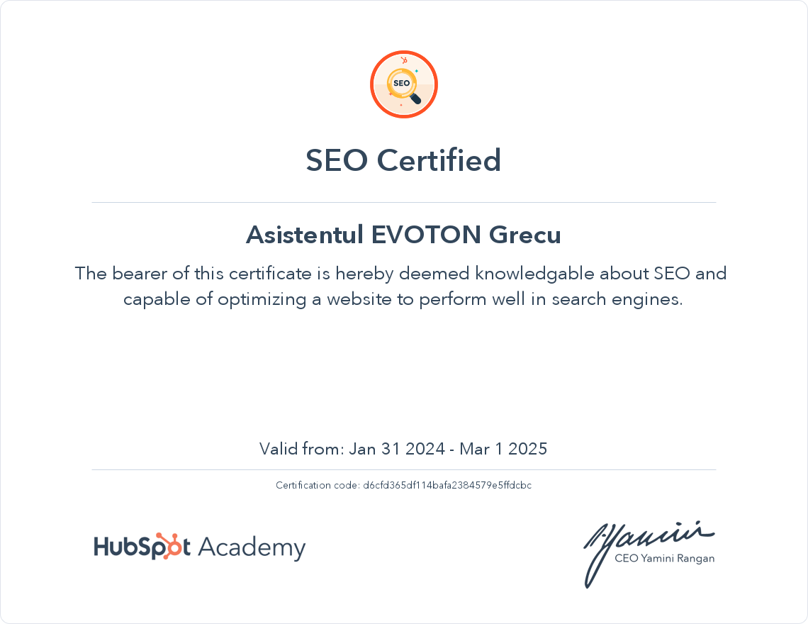 Your certificate